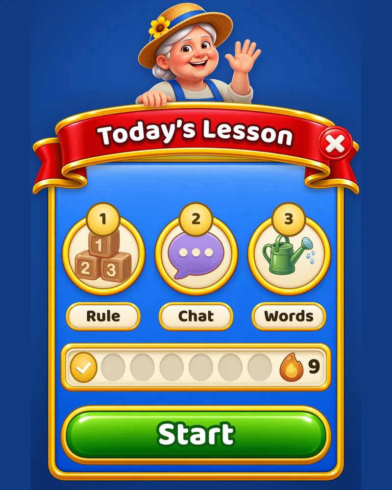 Grandma’s lesson for today: rule, chat and words